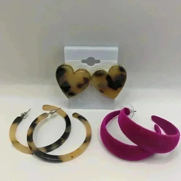 Sugarfix by Baublebar Tortoise Heart Earring + 2 boutique brand bundle of 3 - Picture 5 of 6